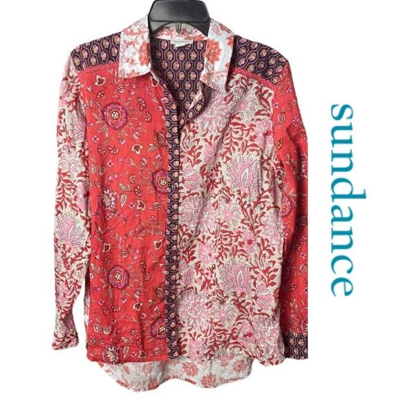 SUNDANCE Patchwork Handkerchief Shirt, Festival, Coastal, Boho, Hippie, Artsy, S - Picture 2 of 8